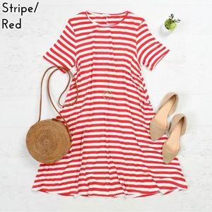 Red & White swing dress with pockets